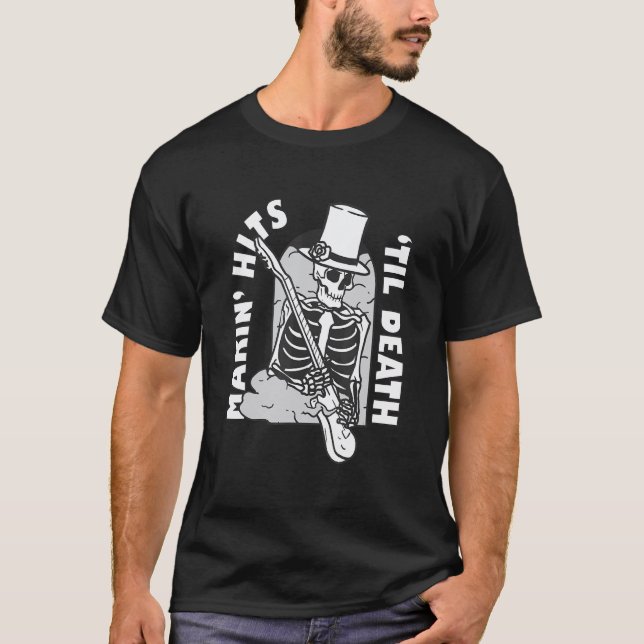 Skeleton Playing Electric Guitar Quote T-Shirt (Front)