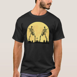 Skeleton Playing Electric Guitar Solo in Graveyard T-Shirt