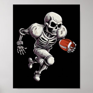 Skeleton Playing Football Halloween Skull Lover 1  Poster