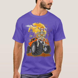 Skeleton Playing Game Funny Monster Truck Hallowee T-Shirt