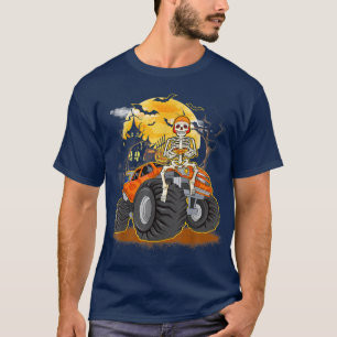 Skeleton Playing Game Funny Monster Truck Hallowee T-Shirt