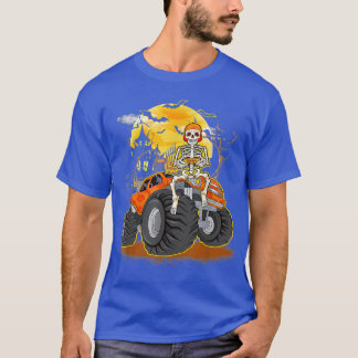 Skeleton Playing Game Monster Truck Funny Hallowee T-Shirt
