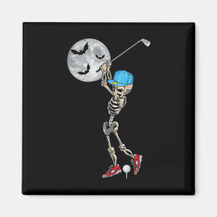 Skeleton Playing Golf Golfing Happy Halloween Day Magnet