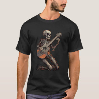 Skeleton Playing Guitar Bands Band Tee for Men 