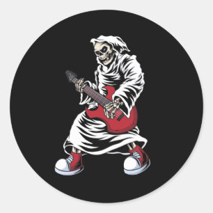 skeleton playing guitar electric Acoustic Classic Round Sticker