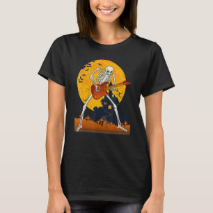 Skeleton Playing Guitar Electric Acoustic Hallowee T-Shirt