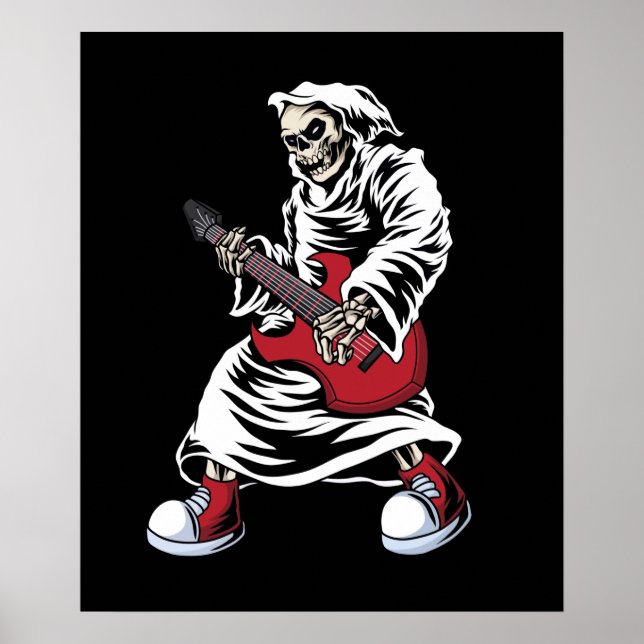 skeleton playing guitar electric Acoustic Poster (Front)