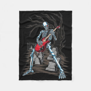 Skeleton Playing Guitar Fleece Blanket