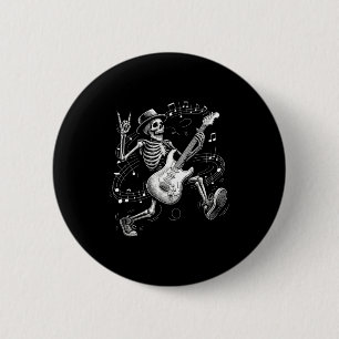 Skeleton Playing Guitar Music For Men Women Rock B 6 Cm Round Badge