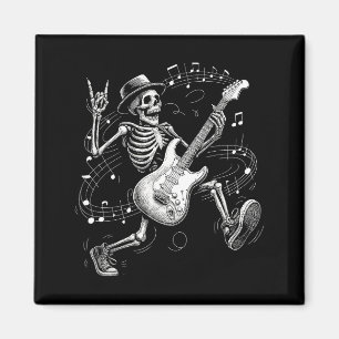 Skeleton Playing Guitar Music For Men Women Rock B Magnet