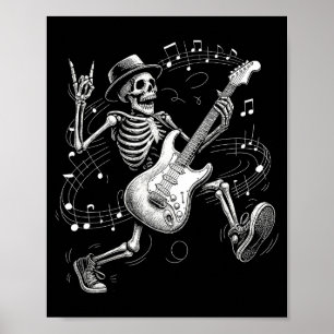 Skeleton Playing Guitar Music Gifts For Men Women  Poster