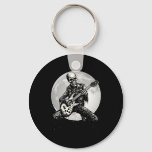 Skeleton Playing Guitar Punk Rock Music Halloween  Key Ring