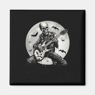Skeleton Playing Guitar Punk Rock Music Halloween Magnet