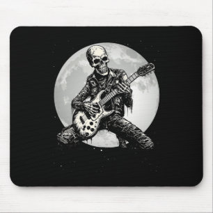Skeleton Playing Guitar Punk Rock Music Halloween  Mouse Pad