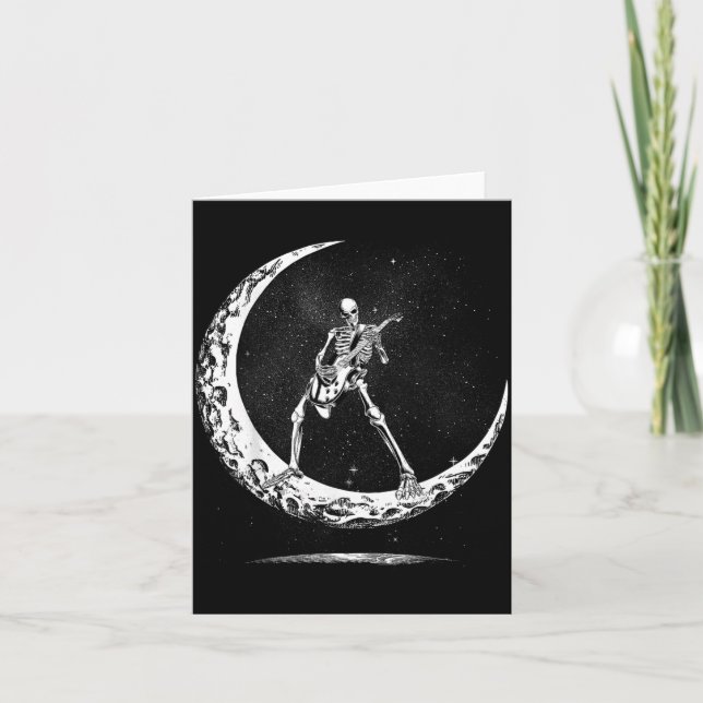 Skeleton Playing Guitar Rock And Roll Band For Men Card (Front)