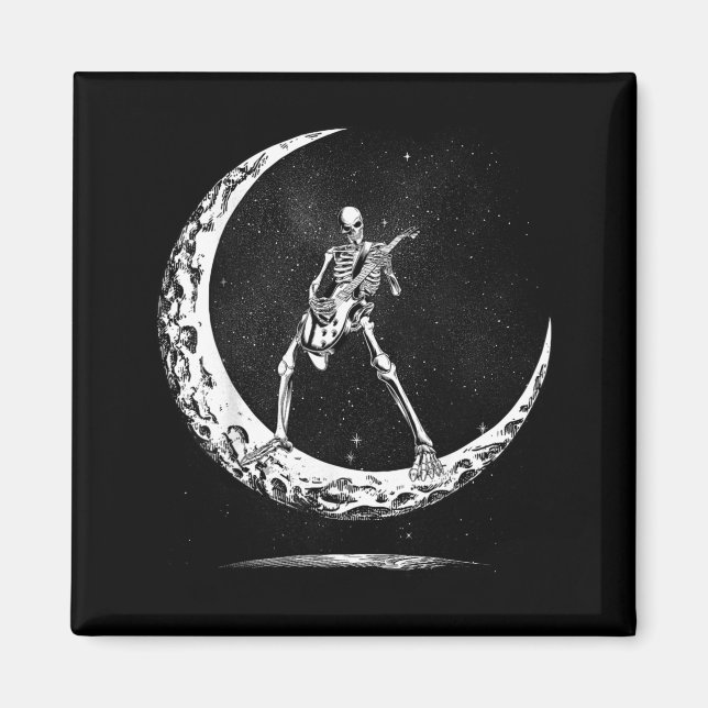 Skeleton Playing Guitar Rock And Roll Band For Men Magnet (Front)