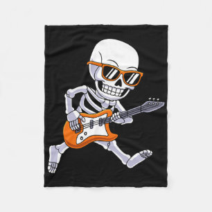 Skeleton Playing Guitar Rock And Roll Boys Kids Fleece Blanket