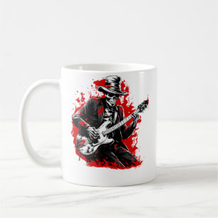 Skeleton Playing Guitar Solo - Halloween Rock Musi Coffee Mug