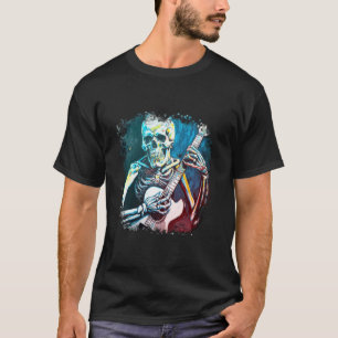 Skeleton Playing Guitar Watercolor Skeleton Guitar T-Shirt