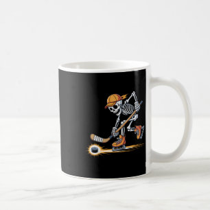 Skeleton Playing Hockey In Skates With Cap And Sti Coffee Mug