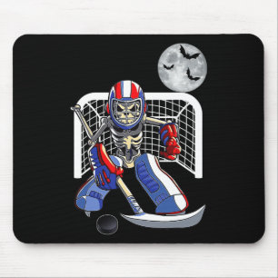 Skeleton Playing Ice Hockey Happy Halloween Day Bo Mouse Pad