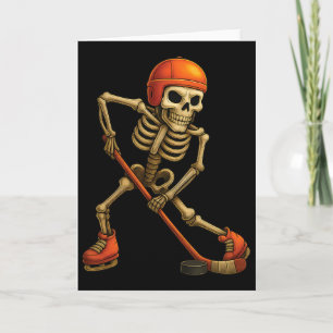 Skeleton Playing Ice Hockey Player Halloween Costu Card
