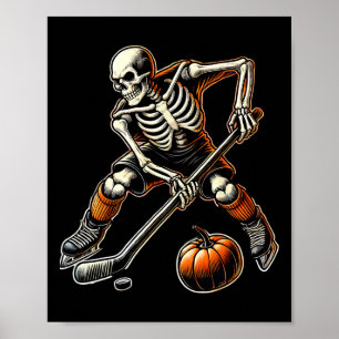 Skeleton Playing Ice Hockey  Poster