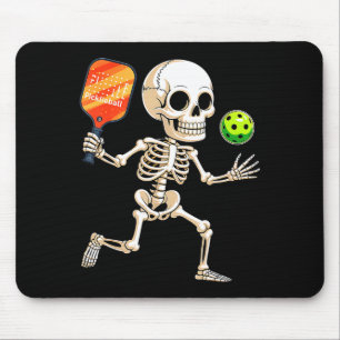 Skeleton playing pickle ball halloween costume mouse pad