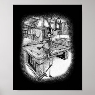 Skeleton Playing Pool Poster