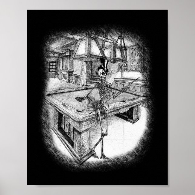 Skeleton Playing Pool  Poster (Front)