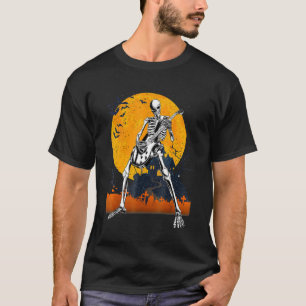 Skeleton Playing Rock Electric Guitar Music Hallow T-Shirt