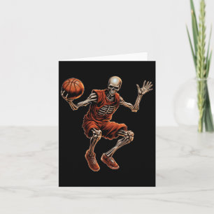 Skeleton Playing Sketll Cool Funny Halloween Card