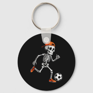 Skeleton Playing Soccer Boys Men Funny Halloween C Key Ring