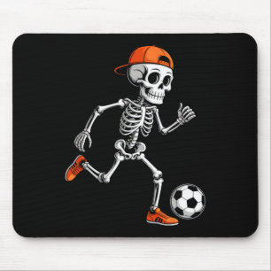 Skeleton Playing Soccer Boys Men Funny Halloween C Mouse Pad