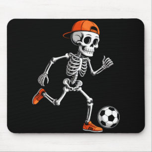 Skeleton Playing Soccer Boys Men Funny Halloween C Mouse Pad