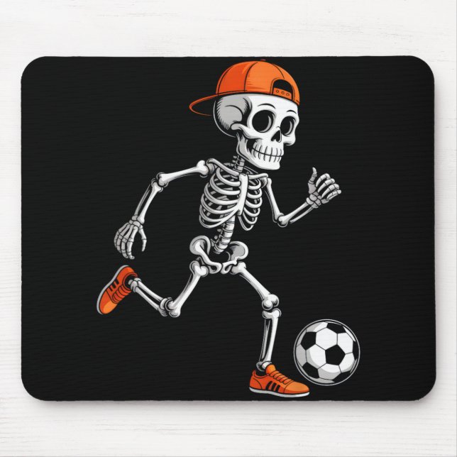 Skeleton Playing Soccer Boys Men Funny Halloween C Mouse Pad (Front)