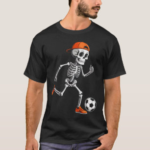 Skeleton Playing Soccer Boys Men Funny Halloween C T-Shirt
