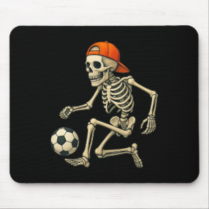 Skeleton Playing Soccer Halloween Footll Graphic Mouse Pad