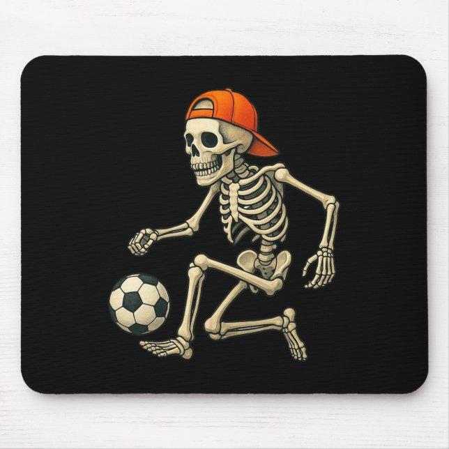 Skeleton Playing Soccer Halloween Footll Graphic  Mouse Pad (Front)