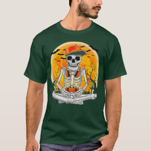Skeleton Playing Video Game Gamer Gaming Halloween T-Shirt