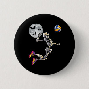 Skeleton Playing Volleyball Happy Halloween Day Bo 6 Cm Round Badge