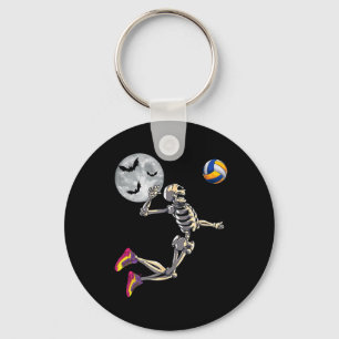 Skeleton Playing Volleyball Happy Halloween Day Bo Key Ring