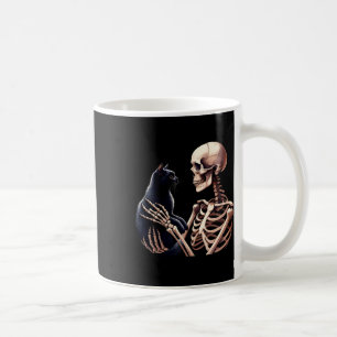 Skeleton Playing With A Cat Graphic Skull Cat Love Coffee Mug