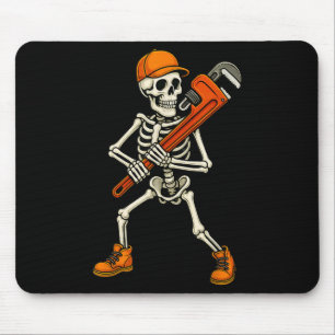 Skeleton Plumber Halloween Pe Fitter Mouse Pad