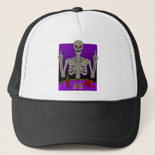 Skeleton Poker Flip Trucker Hat
