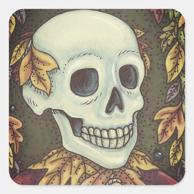 SKELETON PORTRAIT, SKULL HALLOWEEN STICKERS SHEET (Front)