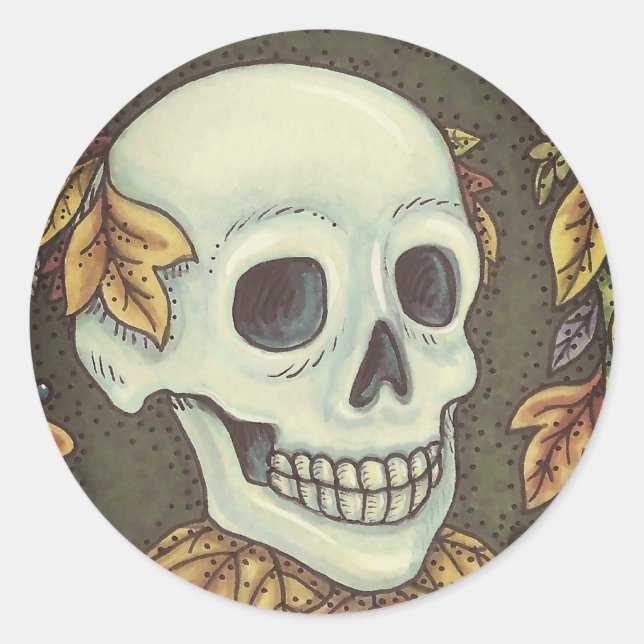 SKELETON PORTRAIT, SKULL HALLOWEEN STICKERS SHEET (Front)