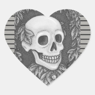 SKELETON PORTRAIT, SKULL HALLOWEEN STICKERS SHEET