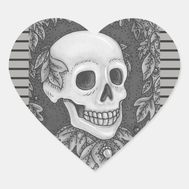 SKELETON PORTRAIT, SKULL HALLOWEEN STICKERS SHEET (Front)