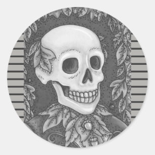 SKELETON PORTRAIT, SKULL HALLOWEEN STICKERS SHEET